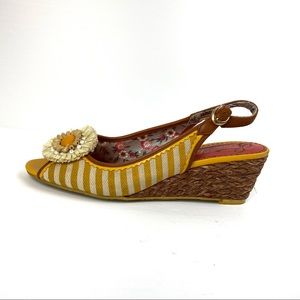 Poetic License Wedge Peep Toe Shoes Yellow 39